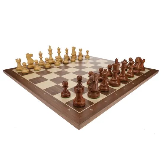 WE Games Weighted English Staunton Chess Set, Walnut Sycamore Board 19.75 in., 3.5 in. King {2}