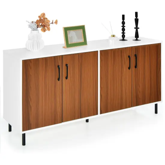 Costway Buffet Server Sideboard Kitchen Storage Cabinet Cupboard with Shelves & 4 Doors {1}