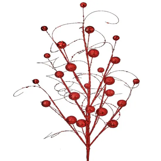 34"GLITTER/SEQUINS WISPY BALL SPRAY RED {1}