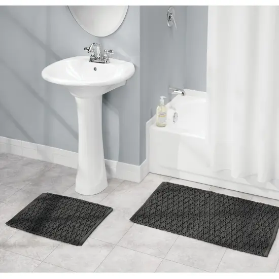 mDesign Cotton Bathroom Spa Mat Rugs/Runner, Diamond Design, Set of 3 {2}