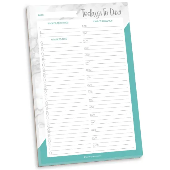 bloom daily planners Planning Pad, 6" x 9", Timed Daily Pad, Marble & Mint {1}