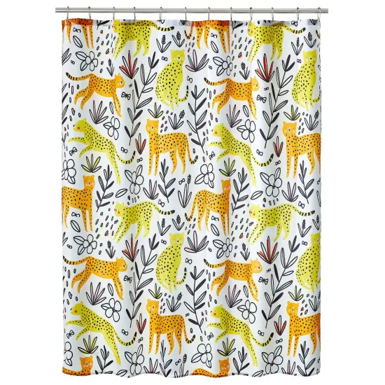 mDesign Fabric Shower Curtain, Machine Washable, Leopards Design {1}
