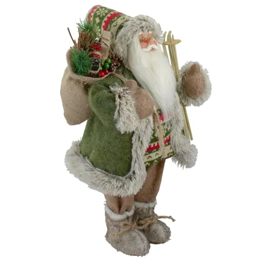Northlight 18"Standing Santa Christmas Figure Carrying Skis and Presents Brown {5}
