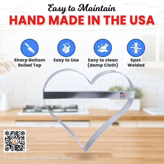 CookieCutter.Com Extra Large Heart with Brace 8 in Cookie Cutter - USA Made Tin Plate Steel {4}