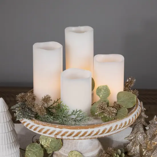 Northlight LED Flameless Flickering Solid Wax Pillar Candles - 7" - White - Set of 4 {4}