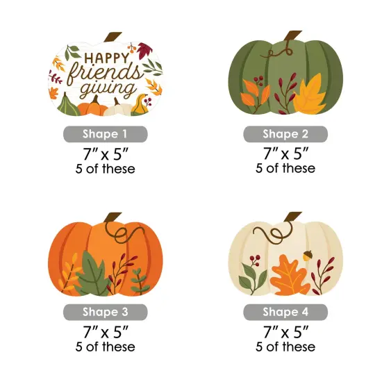 Big Dot of Happiness Fall Friends Thanksgiving - Pumpkin Decorations DIY Friendsgiving Party Essentials - Set of 20 {7}