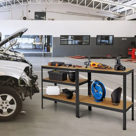 5 Tier Garage Storage Shelf Heavy Duty Steel Rack with Adjustable MDF Shelves for Home and Shop Black {6}