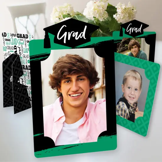 Big Dot of Happiness Green Graduation Party Centerpieces - 4x6 Picture Display - Paper Photo Frames - Set of 12 {1}