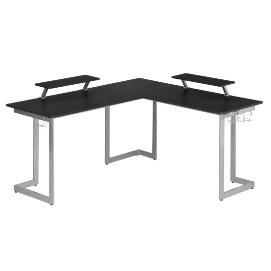 Techni Office Solutions 63" Black and White Unique Techni Sport Warrior L-Shaped Computer Gaming Desk {5}