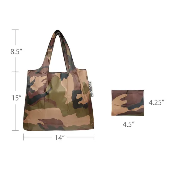 Wrapables Foldable Tote Nylon Reusable Grocery Bag (Set of 2) Camo {3}
