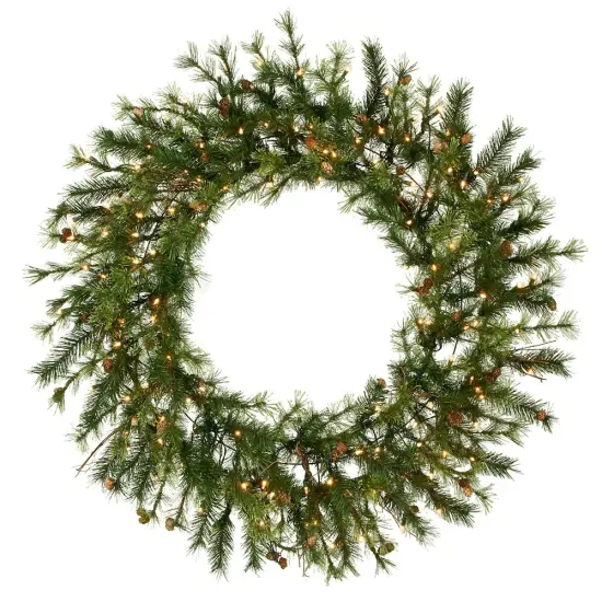 Vickerman Pre-Lit Mixed Country Pine Commercial Christmas Wreath - 60" - Clear Lights Green {1}