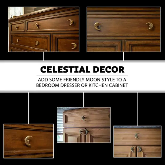 Set of 6 Cast Iron Crescent Moon Face Drawer Pulls {3}