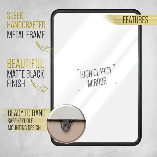 HBCY Creations Wall Mirror Large Mirror, Rustic Accent Mirror for Bathroom, Entry, Dining Room, & Living Room. Metal Mirror Brushed Bronze {7}