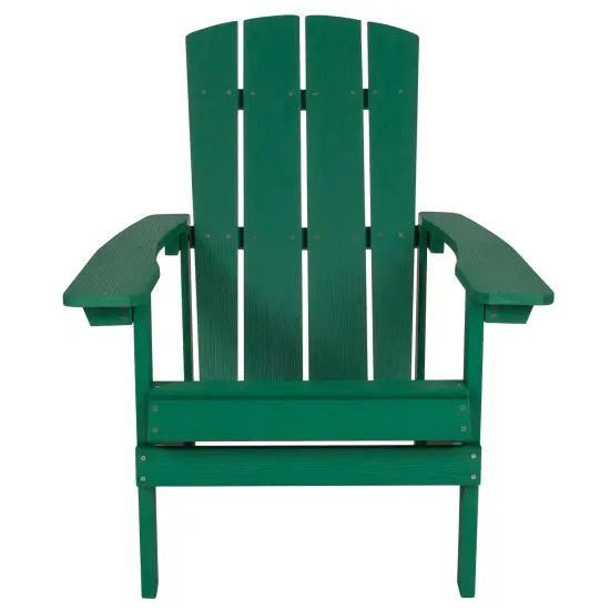 Merrick Lane Riviera Azure Adirondack Patio Chairs With Vertical Lattice Back And Weather Resistant Frame Green {3}