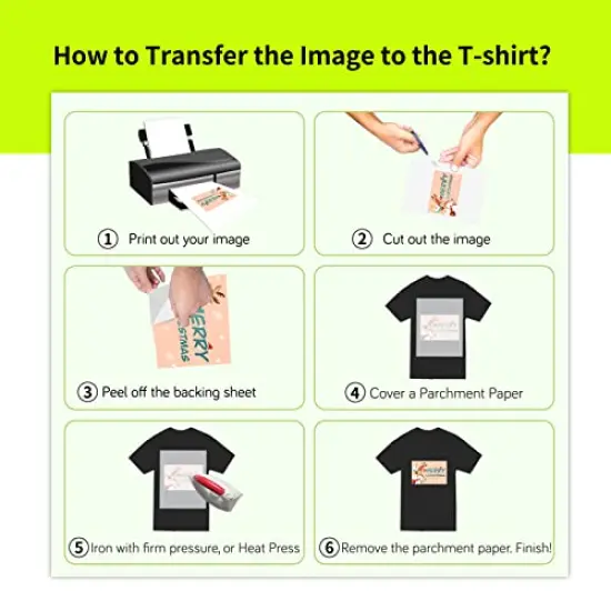 10 Sheets ,Heat Transfer Paper for T-Shirts - Dark Fabric Iron-On Vinyl, 8.5"x11" Printable Heat Transfer Vinyl, Transfer Paper for Dark Fabric {6}