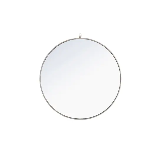 Metal frame Round Mirror with decorative hook 36 inch Silver finish {1}
