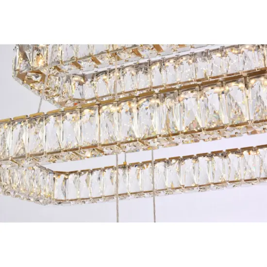 Monroe 42 inch LED triple rectangle pendant in gold {4}