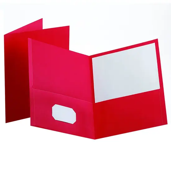 Twin Pocket Folders, Red, 25 Per Box {1}