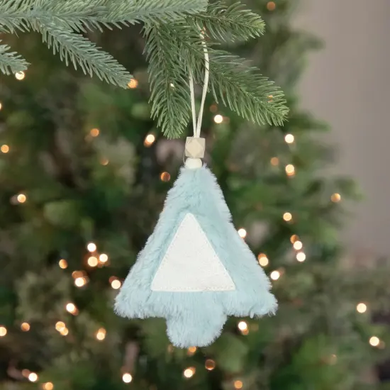 Northlight 6" Blue Faux Fur Plush Tree Christmas Ornament {3}
