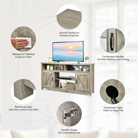 59 Inch TV Stand Media Center Console Cabinet with Barn Door for TV's 65 Inch {6}