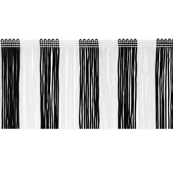 10 Yards of 2" Striped Multicolor Chainette Fringe Trim | 10 yard cut Black/White {1}