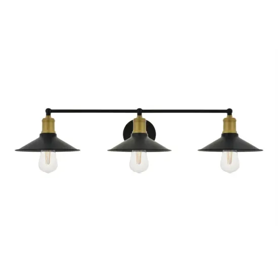 Etude 3 light brass and black Wall Sconce {3}