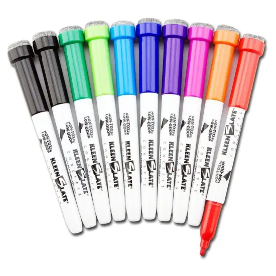 Dry Erase Student Markers with Erasers, Fine Point, Assorted Colors, Pack of 10 {1}