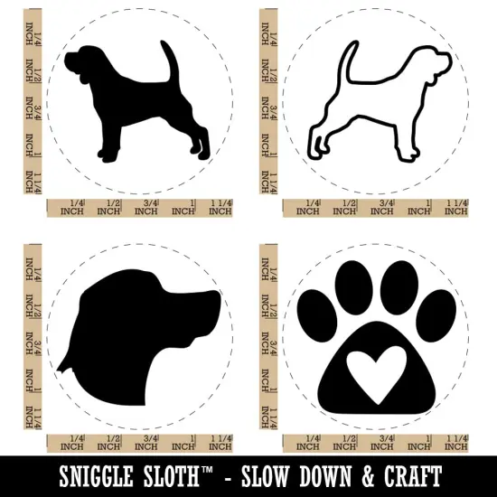 Beagle Dog Face Profile Paw Print Heart Love Rubber Stamp Set for Stamping Crafting Planners {1}