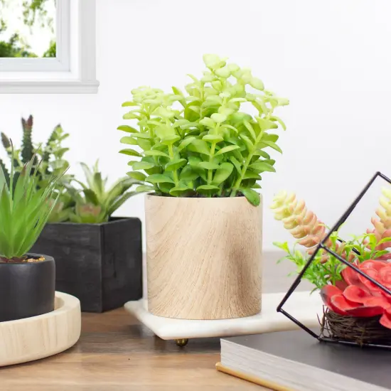 Northlight Artificial Privet Plant with Faux Marble Pot - 8.5" - Green {4}