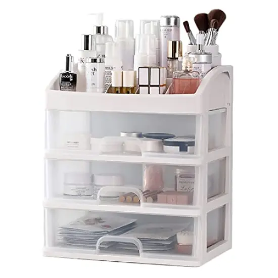 Makeup Organizer with 3 Drawers, Cosmetic Display Cases, Makeup Storage Box (3 Drawers) {2}