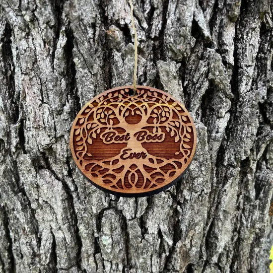 Best Boss Ever Celtic Tree of Life - Cedar Ornament {2}