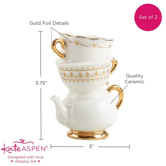 Tea Time Whimsy Ceramic Bud Vase (Set of 2) {6}