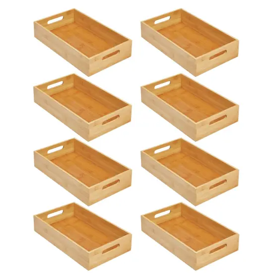 mDesign Bamboo Pantry Organizer Container Bin with Handles {4}