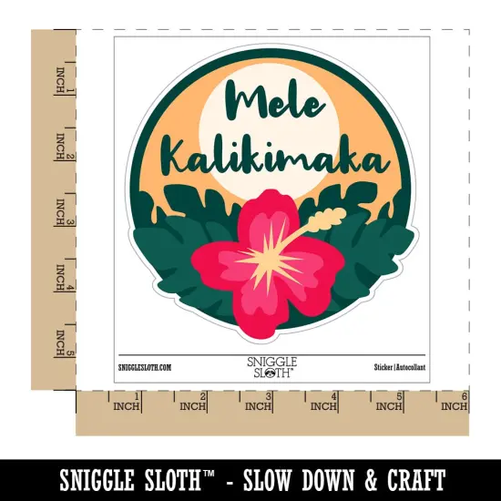 Mele Kalikimaka Hawaiian Merry Christmas Hibiscus Flower Vinyl Phone Tablet Laptop Water Bottle Sticker Set - 5 Pack {1}