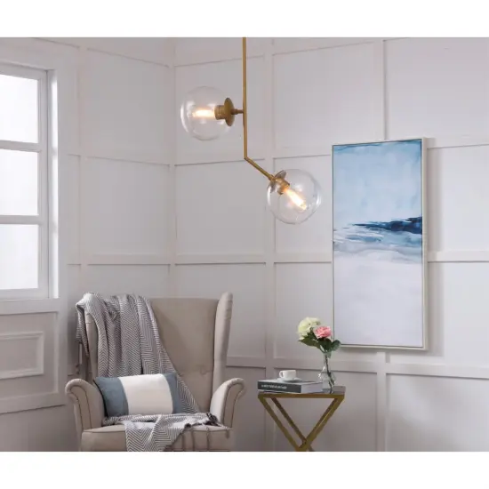 Ryland 2 light Brass and Clear glass pendant {2}