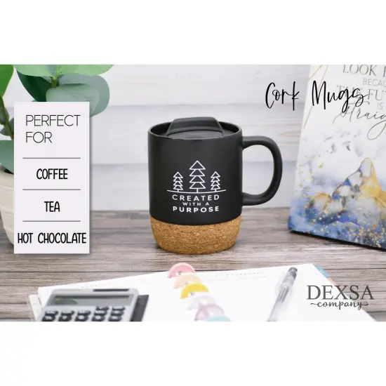 Dexsa Created With A Purpose Designer Cork Bottom Mug with Lid - 14 oz {2}