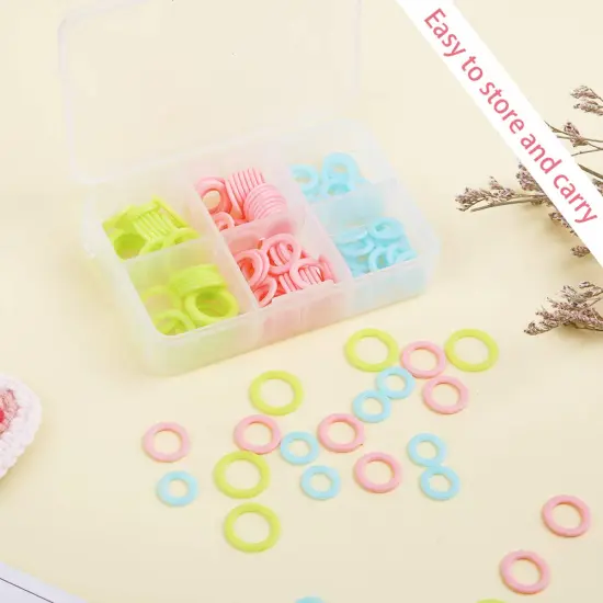 180 Pieces Knit Knitting Random Colored Stitch Markers Rings(S/M/L), Crochet Locking Stitch Markers Knitting Stitch Counter Needle Clip with Storage Box {5}