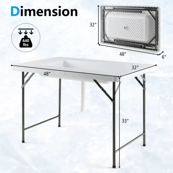 White Folding Ice Bin Table with Cooler for Outdoor Parties Camping and Events {5}