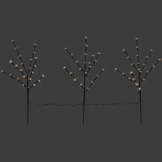 Northlight Lighted Cherry Blossom Tree Artificial Branches - 2.5' - Warm White Lights - Set of 3 Black {4}