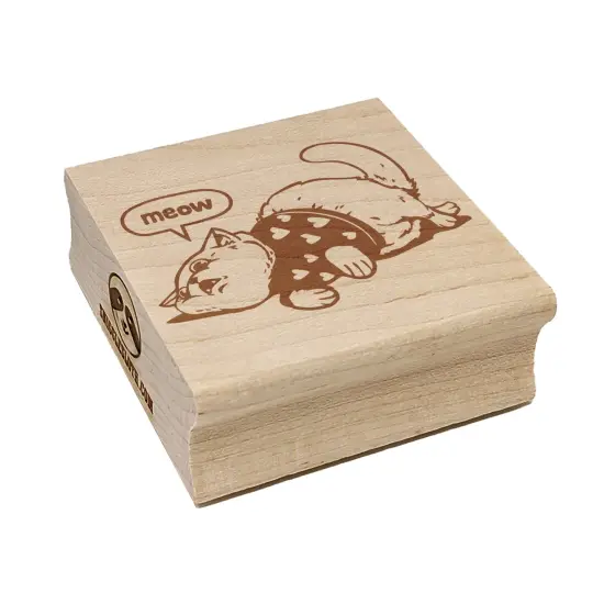 Chubby Cat in Heart Sweater Square Rubber Stamp for Stamping Crafting {7}