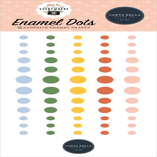 Carta Bella Adhesive Enamel Dots 60/Pkg-Here, There And Everywhere {1}