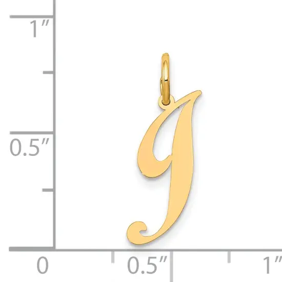 14K Yellow Gold Small Fancy Script Initial J Charm Jewerly 16mm x 13mm {5}