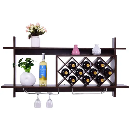 Wall Mount Wine Rack with Glass Holder & Storage Shelf {5}