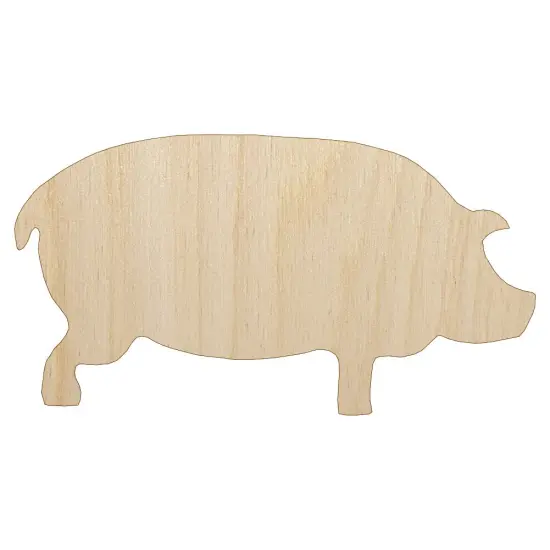 Pig Solid Side View Unfinished Wood Shape Piece Cutout for DIY Craft Projects {1}