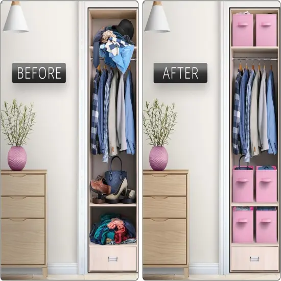 Sorbus Fabric Collapsible Cube Storage Bins Set (6 Pack) Pastel Pink {6}