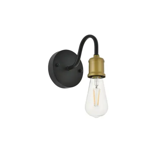 Serif 1 light brass and black Wall Sconce {5}
