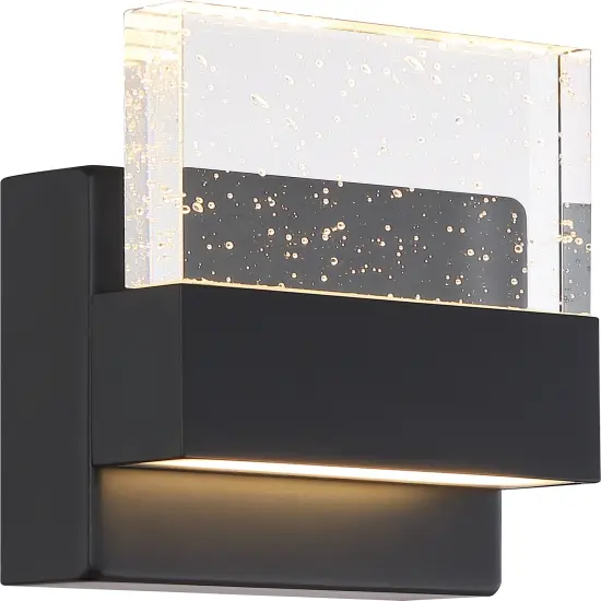 Nuvo Ellusion 15w LED Small Wall Sconce w/ Seeded Glass in Matte Black Finish warm-white {1}