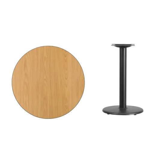 Emma and Oliver 30" Round Laminate Table Top with 18" Round Table Height Base Natural {3}