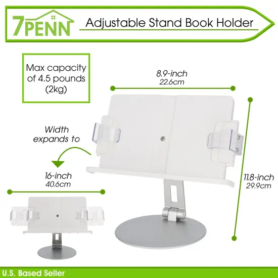 7Penn 360 Rotating Book Stand for Reading - Adjustable Reading Stand Book Holder {2}