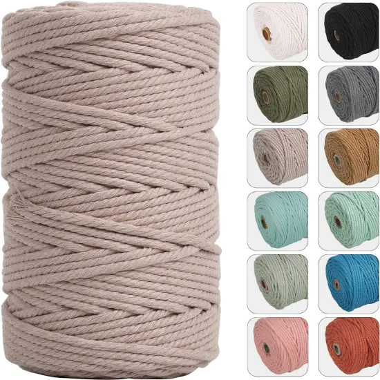4Mm 109Yards Macrame Cord Natural Color Cotton Rope for Wall Hanging, Plant Hangers, Crafts, Knitting {7}
